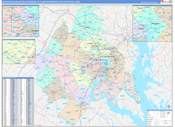 Washington-Arlington-Alexandria Metro Area Wall Map Color Cast Style 2024